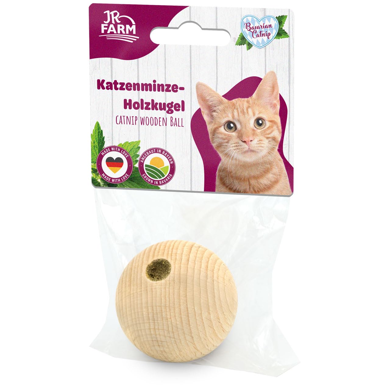 jr-farm-cat-bavarian-catnip-katzenminze-holzkugel-katzenspielzeug-aus-holz image 1