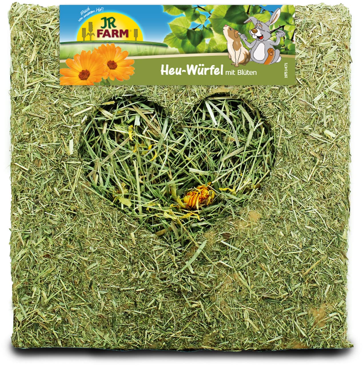 jr-farm-heu-w-rfel-gro-mit-bl-ten-450-g-bergwiesenheu-box-19-x-19-x-19-cm image 2