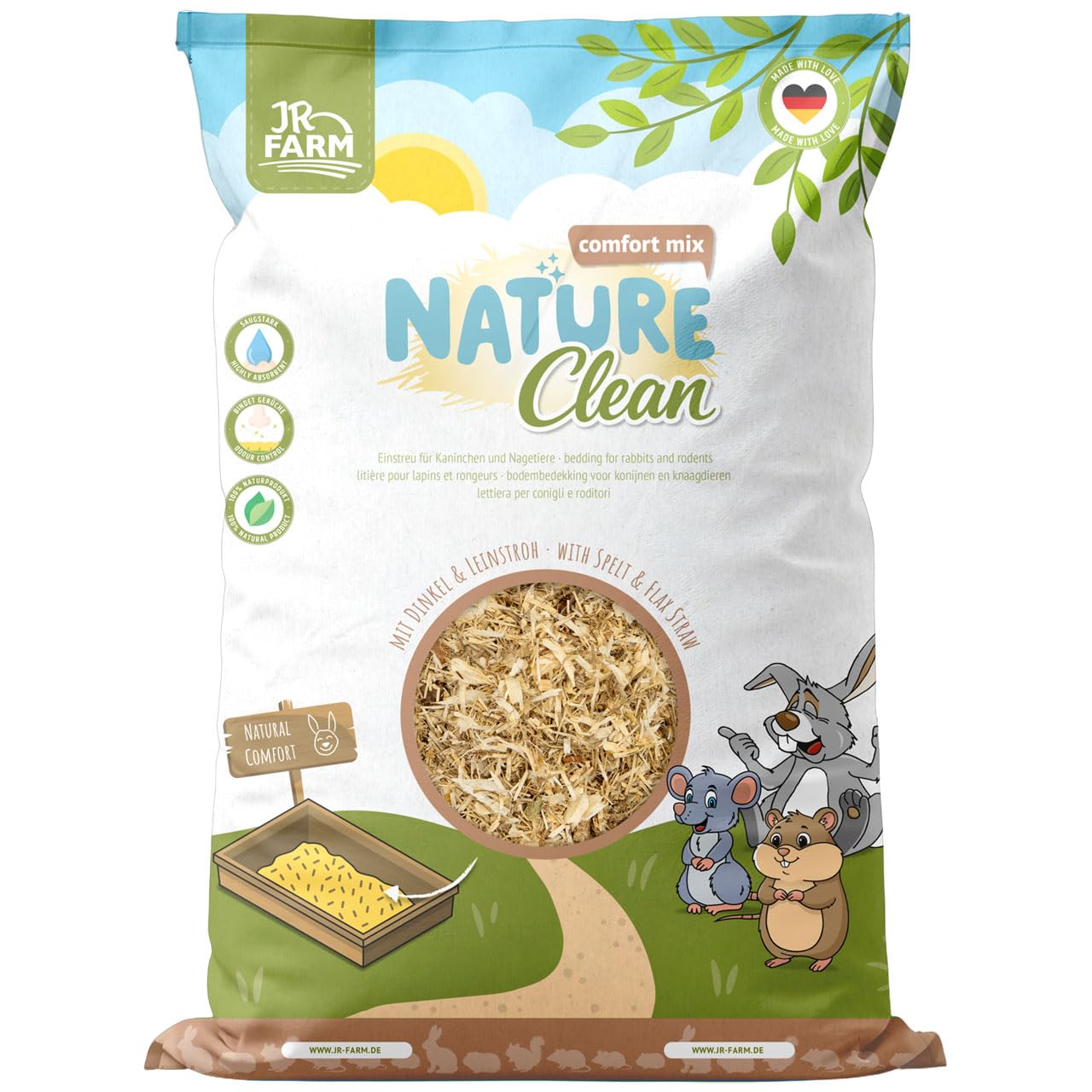 jr-farm-nature-clean-comfort-mix-einstreu-20-l-2-8-kg-leinstroh-pflanzenfaser image 1