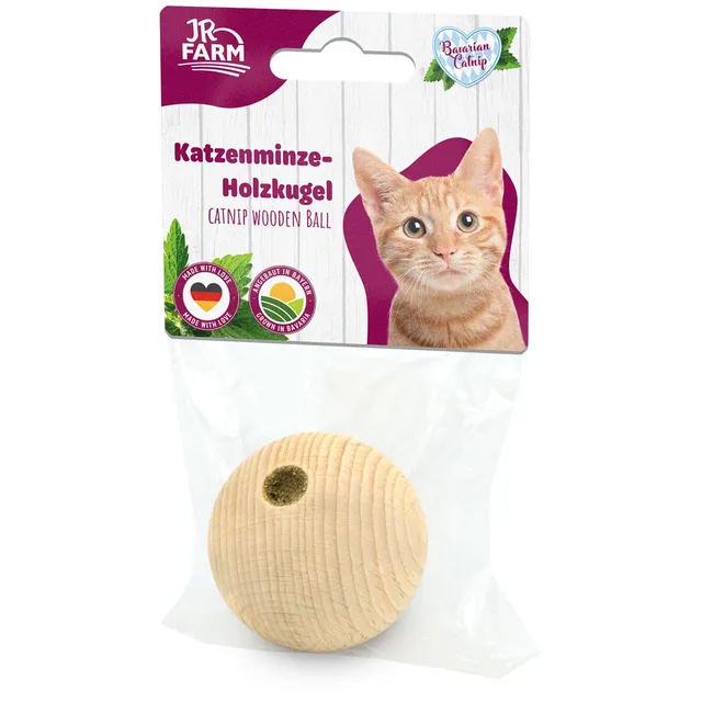 jr-farm-cat-bavarian-catnip-katzenminze-holzkugel-katzenspielzeug-aus-holz image 1