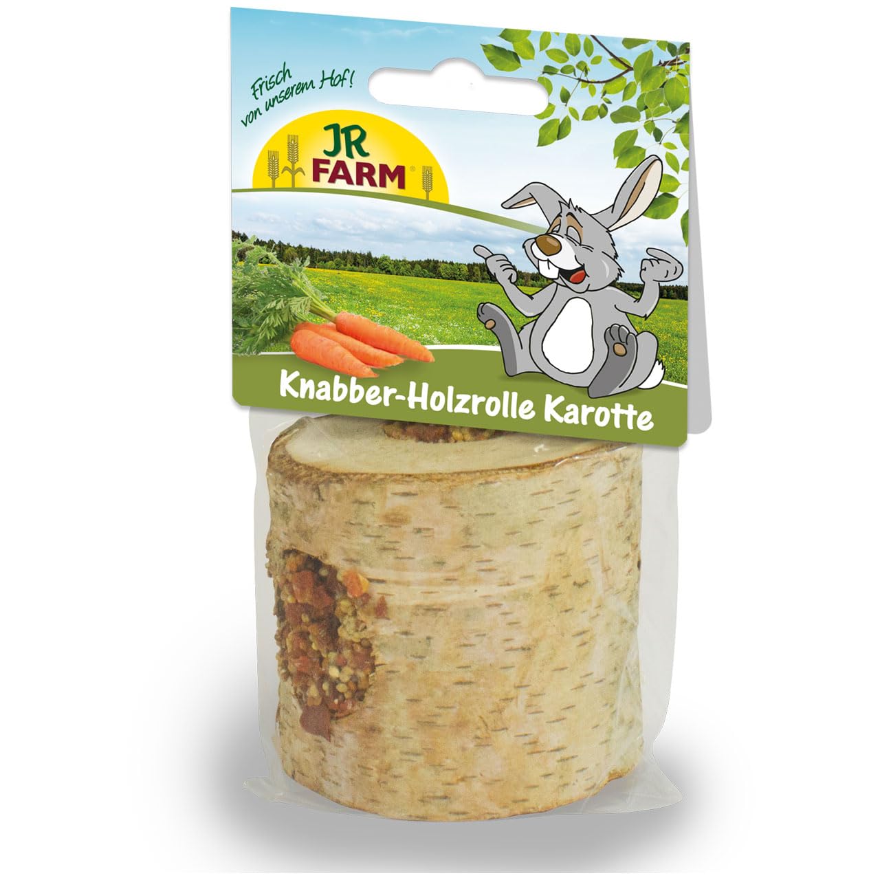jr-farm-knabber-holzrolle-karotte-150-g-naturholzrolle-mit-karottenf-llung-f-r-n image 1