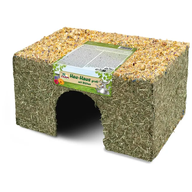 jr-farm-heu-haus-bl-te-mittel-300-g-essbares-nagerhaus image 1